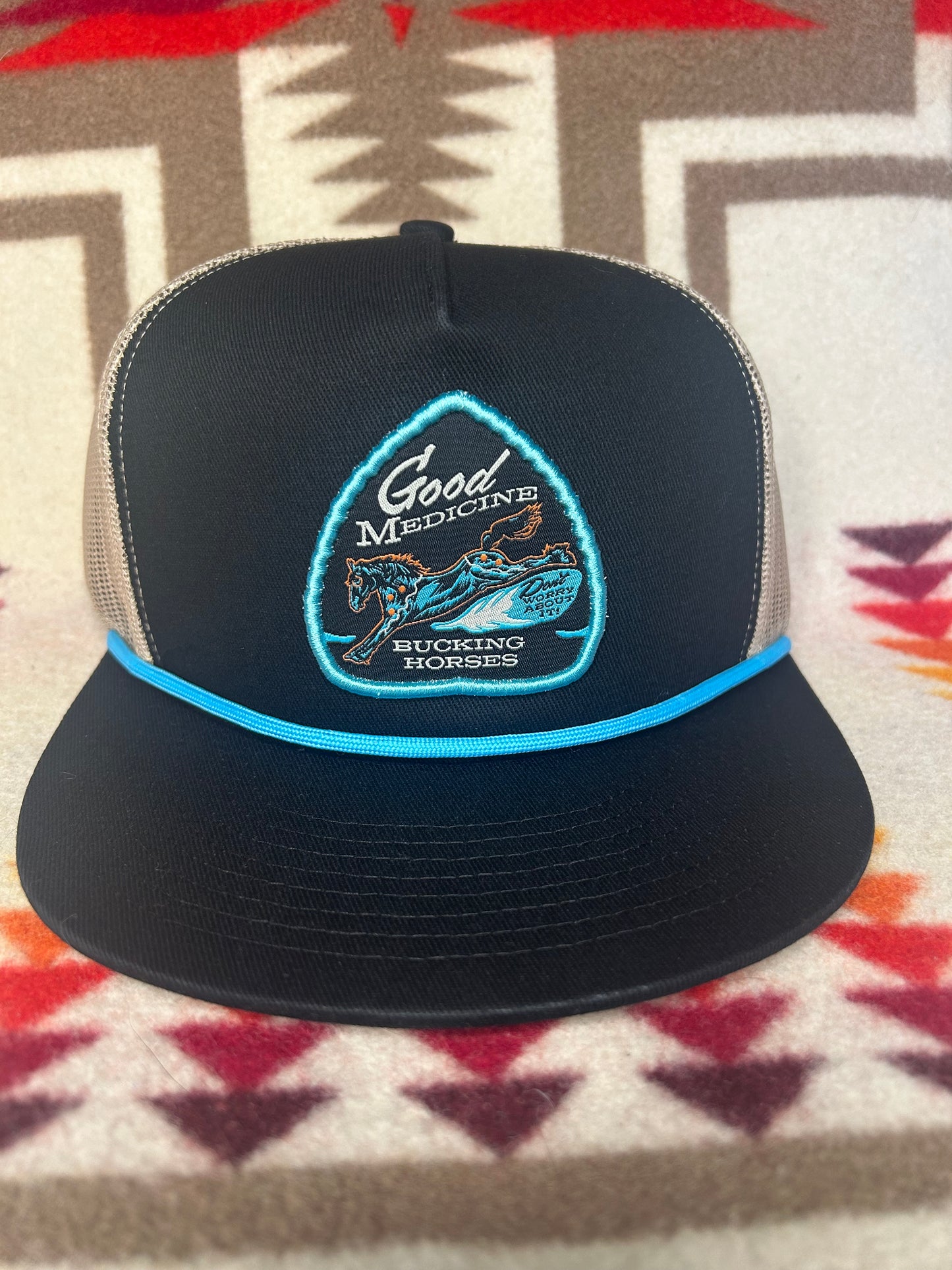 Good Medicine Bucking Horses Black Arrowhead SnapBack