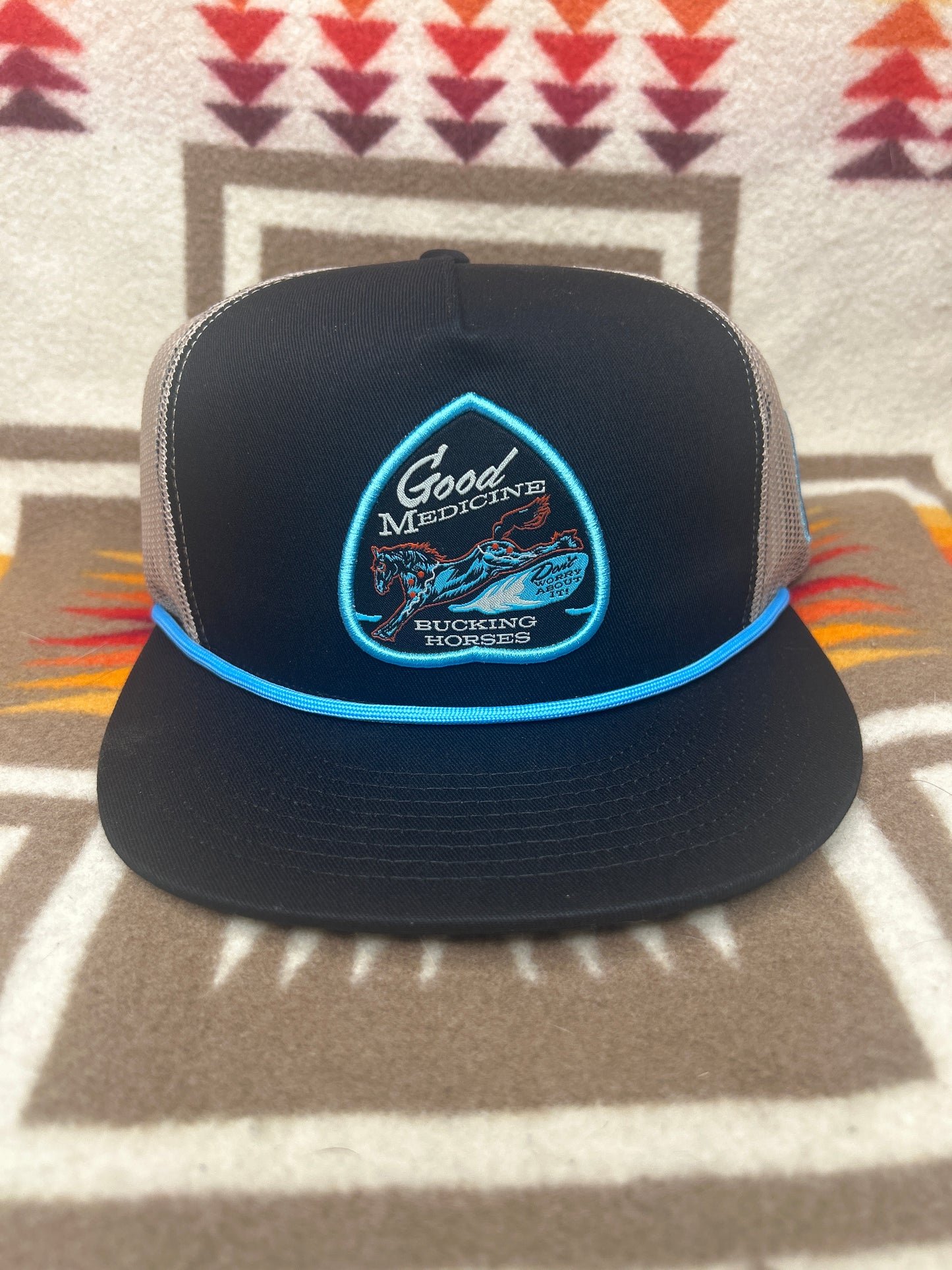 Good Medicine Bucking Horses Black Arrowhead SnapBack