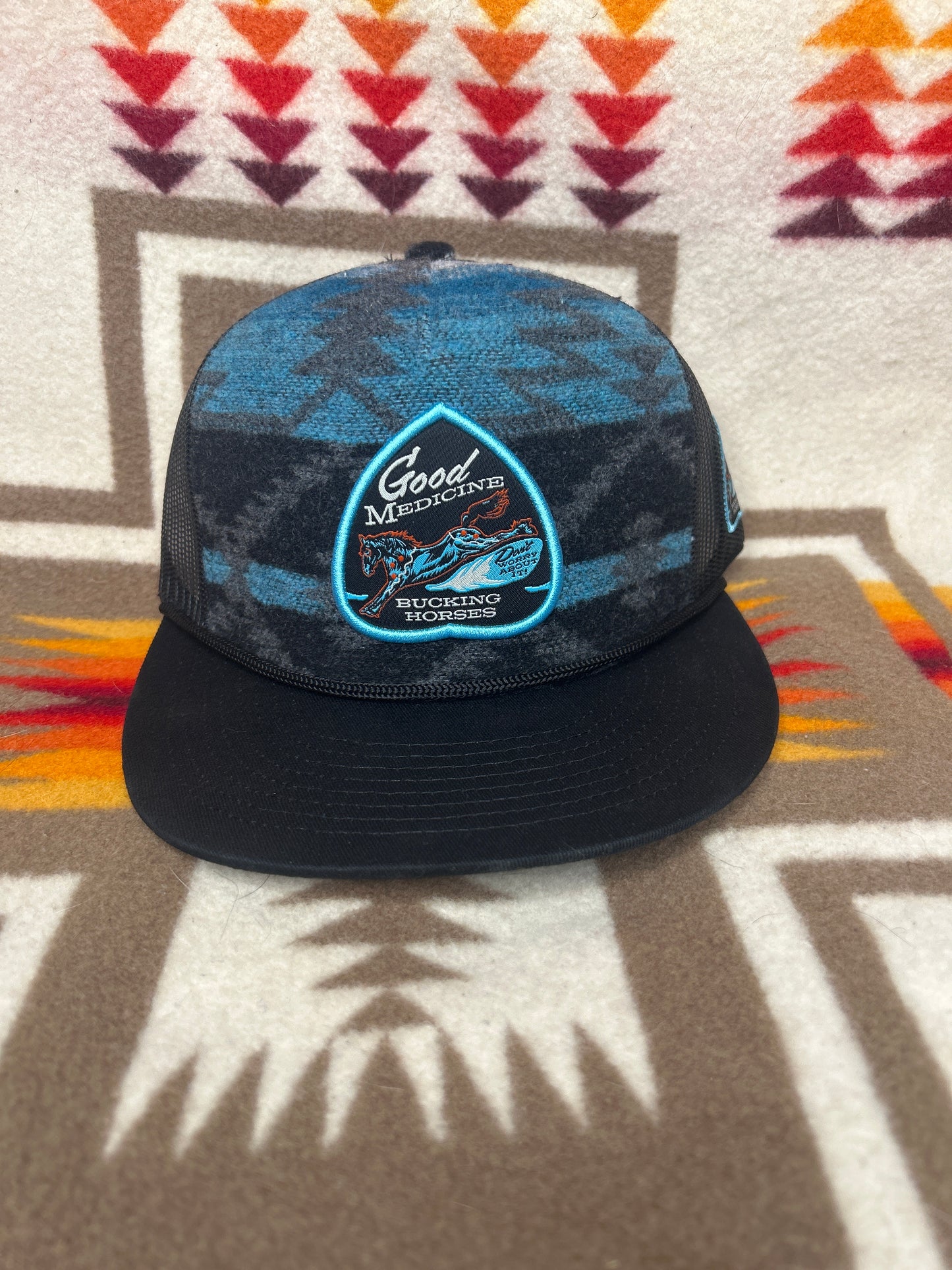 Good Medicine Bucking Horses Black Arrowhead SnapBack